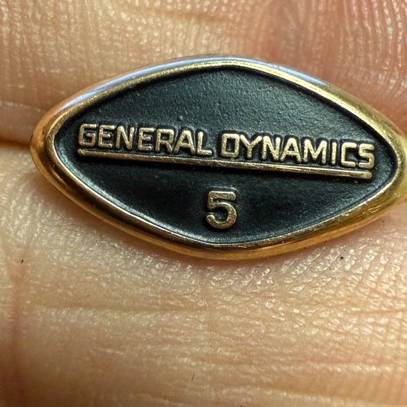 Vintage General Dynamics 5 Year Service Pin Jostens 1/10 10K Gold Filled Oval